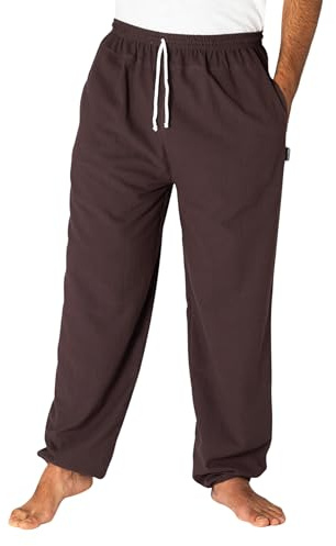 PANASIAM E-Pants lang, Baumwolle, Dunkelbraun, L