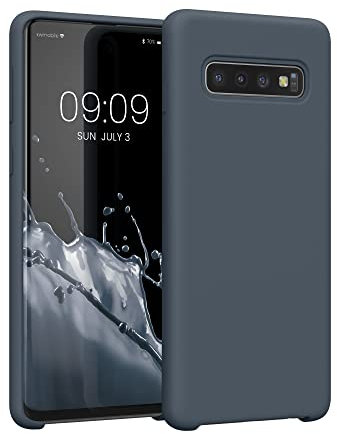 kwmobile Hülle kompatibel mit Samsung Galaxy S10 Hülle - Silikon Handy Case - Handyhülle weiche Oberfläche - kabelloses Laden - Dunkler Schiefer