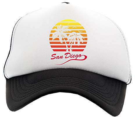 San Diego 80s Sunset Palm Trees Kappe Baseball Unisex Kinder des Jungen Mädchens Einstellbar Cap Unisex Boy's Girl's