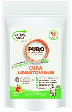 NATURA AMICA - PURO ECO DETERSIVO - CURA LAVASTOVIGLIE - TRATTAMENTO IGIENIZZANTE LAVASTOVIGLIE - 100GR