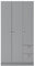 Timber Art Design UK 3 Door Wardrobe with Drawers, Cupboard with Hanging Shelf and Metal Handles - Modern Furniture Storage Organizer Unit For Bedroom - Grey - 45D x 90W x 200H cm