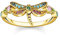 THOMAS SABO Damen-Ring Libelle mit Bunten Steinen Goldfarben TR2383-315-7-56 Ringgröße 56/17,8