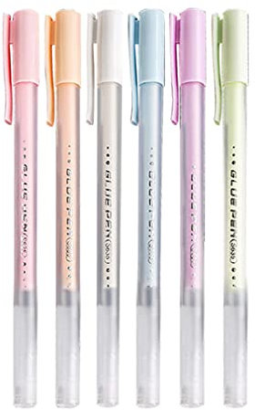 6Pcs Scrapbook Quick Dry Glue Pen, Adhesive Glue Pens Crafting Fabric Pen Liquid Glue Pen, Quickie Glue Pen Set for Scrapbooking, papercrafts, Handmade Stationery