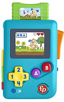 FISHER-PRICE Lernspaß Lil’ Gamer – Spielzeugkonsole mit musikalischen Lern- und Aktivitätsinhalten, Lichter und Lieder, Formen, Zahlen und Farben Lernen, mehrsprachig, ab 6 Monaten/ 1 Jahr, HBP23