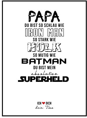 Papa du bist so stark wie Hulk, du bist mein Superheld, Personalisiertes Poster, Geschenk Vatertag Geburtstag Weihnachten