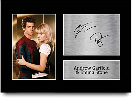 HWC Trading A4 Andrew Garfield & Emma Stone Spider-Man Geschenke Geducktes Signiertes Autogramm Foto für Fans von Film Memorabilien