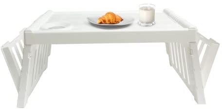 Virsus Vassoio da letto Life Multifunzione 1914 dimensioni 53x32 richiudibile gambe pieghevoli e altezza regolabile in diverse posizioni per la colazione a letto, per campeggio, mare, colore Bianco