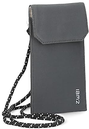 Zwei Handytasche zum Umhängen MP10 Smartphone-Etui für max. 16 x 9 cm große Smartphones, längenverstellbarer Riemen, wasserfestes Kunstleder (velours-ash)