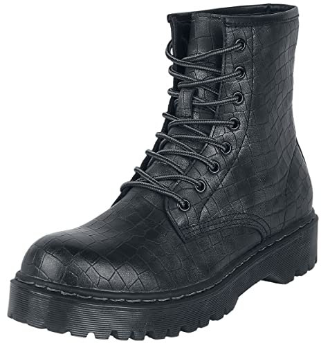 Black Premium by EMP Damen schwarze Boots mit Krokodilhautmuster EU37