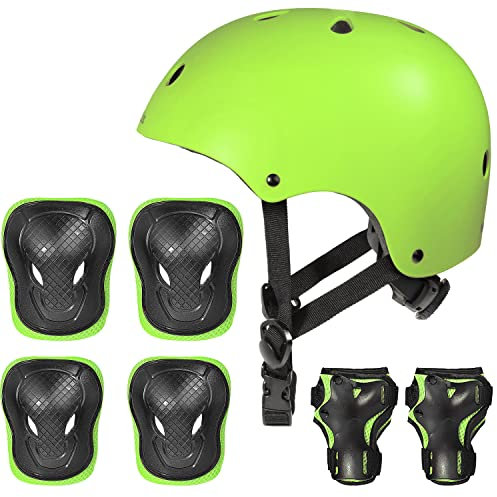 Nomady Kids - Casco Infantil con Protecciones - Niños 2 a 10 años (Medium, Verde)