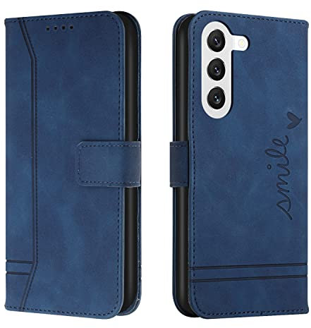 Trugox Handyhülle für Samsung Galaxy S23 5G Hülle Klappbar Klapphülle mit Kartenfach Handytasche Handy Schutzhülle Tasche Leder Wallet Flip Case Slim Book Cover - Blau