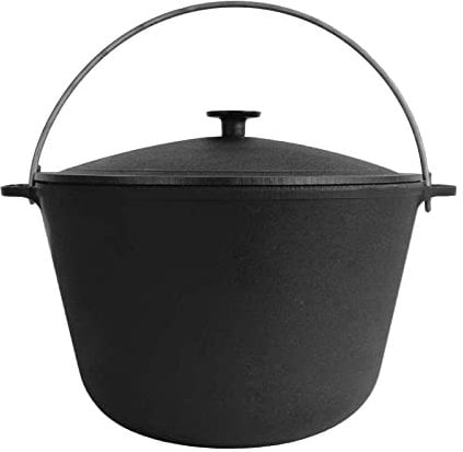 4BIG.fun Chaudron 8 l | Kazan avec couvercle Dutch Oven | Casserole ronde en fonte avec couvercle | Asia Wok Kasan pour cuisinières à induction, cuisine, camping, jardin, barbecue
