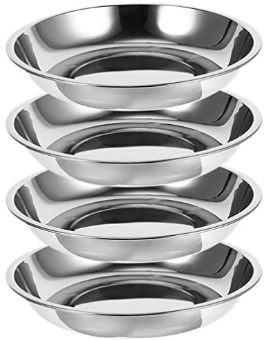 4 cuencos de acero inoxidable para perros de 18 cm, cuencos para gatos profundos y anchos, platos para perros y gatos, se adaptan con soportes elevados, soporte para cuencos para mascotas