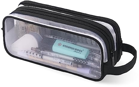 Oyachic Federmäppchen Durchsichtig Pencil Case Clear Federtaschen Doppelreißverschlüsse Damen Mäppchen Stifte Erwachsene Bleistift Beutel