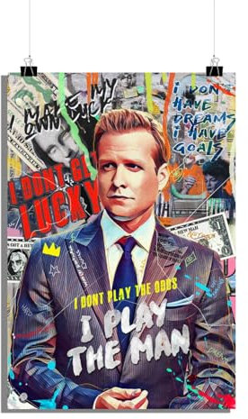 25 Artstreet Harvey Specterposter | Suitsposter | Harvey Spectre-Porträt | TV-Show-Erinnerungsstücke, Anwaltsserie | Harvey Specter Wandkunst (60x90)