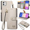 VEEMOS Zipper Wallet Case for Apple iPhone 11 Phone Case with Purse Card Holders RFID Blocking Leather Flip Case Book Cover Wrist Strap Women - Gray