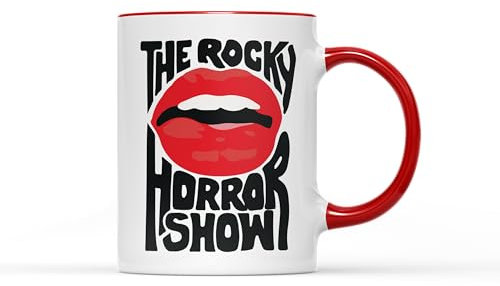 SMARTYPANTS Red Rocky Lips Mug - Fun Novelty Horror Picture Show Film Stage Production Frank N. Furter Alien Transvestite Brad Janet Cup Tea Coffee Gift Present (Red Handle)