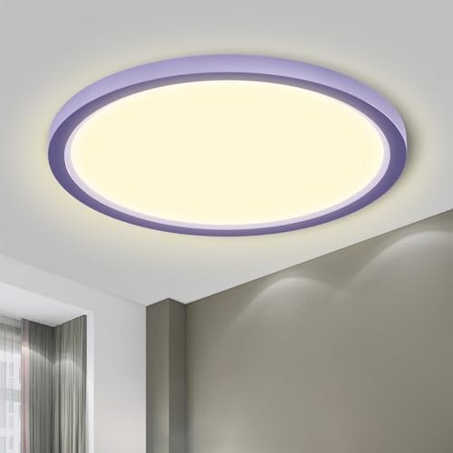 LQWELL® Plafonnier LED, Lampe de Salle de Bain Étanche IP44 Ronde Plate 18W 3000K 1600LM Lampe Simple Moderne Mince pour Salon Salle de Bain Chambre Cuisine Balcon Couloir Bureau, 220 * 24mm