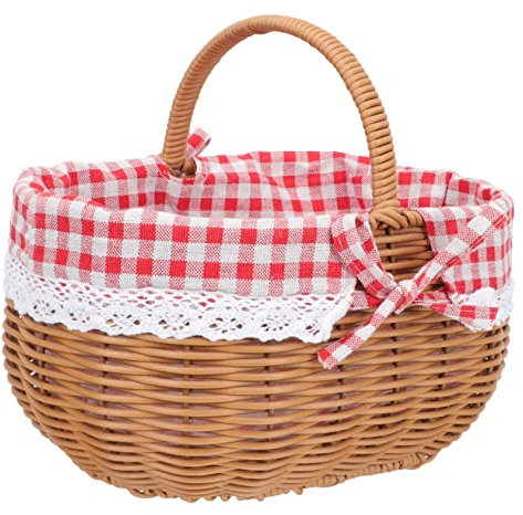 SEWOART Picknickkorb flechtkorb Frucht gewebter Halter eierkorb Laib Brot Weidenkorb Camping-Aufbewahrungskorb Dessertkorb Handbuch Gewobener Korb Lebensmittel Früchtekorb Reisen
