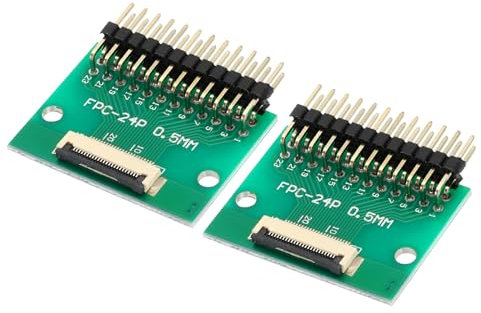 QUARKZMAN 2 Stück FFC FPC Connector Board 24 Pin 0,5 mm Buchse auf 2,54 mm Doppelreihiger rechtwinkliger Stiftleistenadapter, PCB-Konverterplatine für DVD TV/Digitalkameras/Laptops