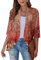 SCBFDI Giacca Donna, Cardigan Kimono da Donna Cardigan Floreale Con Maniche a 3/4 Spolverino Aperto Sul Avanti Volant Drappeggiato Elegante Coprispalle Estivo, Bolero Rosa Cipria