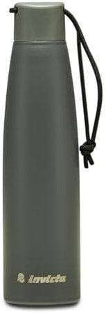 Invicta Borraccia, Grigio Borraccia Termica in Acciaio Inox Interno Esterno, Mantenimento Temperatura fino a 24h, Borraccia Scuola Bambini - Bottle Termica