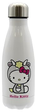 CYPBRANDS Hello Kitty, Sanrio, bottiglia, bottiglia d'acqua, tanica, borraccia oroscopo, capricorno, 550 ml, colore bianco, prodotto ufficiale