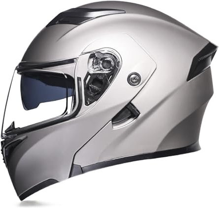 RYDZCLH Motorradhelm Mit Doppelvisier, Modularer Klapp-Integralhelm, DOT-Geprüft, Für Männer Und Frauen, Für Motorräder, Straßenmotorräder, Mopedrennen,Gold,L 60~61cm