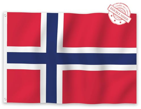 Aoihrraan Norvegia Bandiera 80x120cm Doppio Lato Bandiere Norvegesi Bandiere Per Feste All'Aperto Giardino Casa Porch Party Decorazione Bandiere Con 2 Robusti Grommets