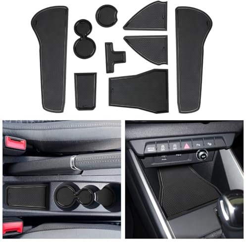 CDEFG Kompatibel mit Audi A1 GB 2019-2023 2024 2025 Gummimatten Mittelkonsole Antirutschmatten rutschfest Auto Gummi Matte A1 Sportback 2024 Zubehör (Schwarz)
