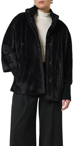 Comma Cape aus Teddyplüsch mit Strickdetails