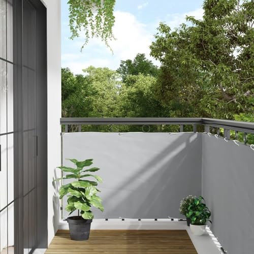 Sufrk Biombo de balcón gris 400 x 90 cm de PVC para protección de privacidad, balcón, balcón, jardín, terraza