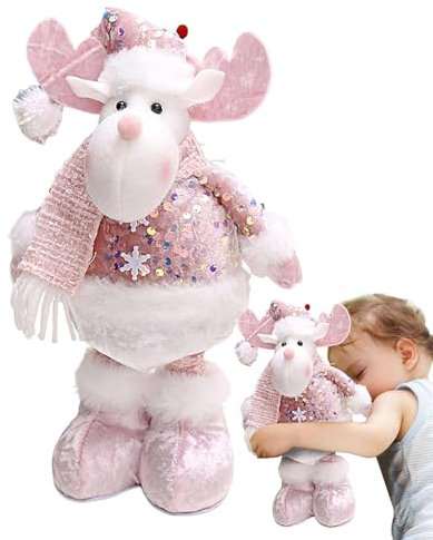 Gkumgwo Stehende Weihnachtswichtel - Rosa Stehende Weihnachten Plüsch Figuren - Weihnachten Gefüllter Winter Home Decor für Weihnachten Tür Fenster
