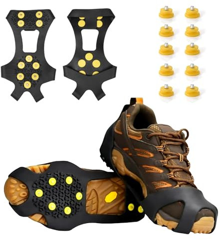 PRZRAO 2 Pezzi Ramponi con 20 Chiodi per Scarpe Ramponi Invernali per Scarpe da Montagna Chiodi per Scarpe Antiscivolo Scarpe Chiodate per Trekking Alpinismo Arrampicata (L 40-43)