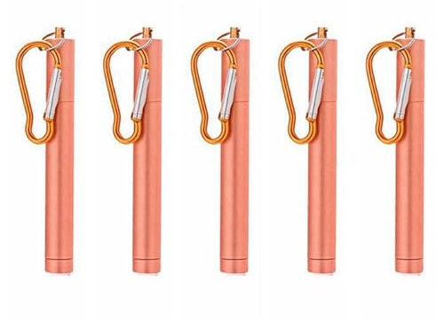 Juego de 5 pajitas reutilizables, paquete de 5 pajitas plegables de metal portátiles, reutilizables, plegables, de acero inoxidable, para viajes, pajitas telescópicas con funda, cepillo de limpieza,