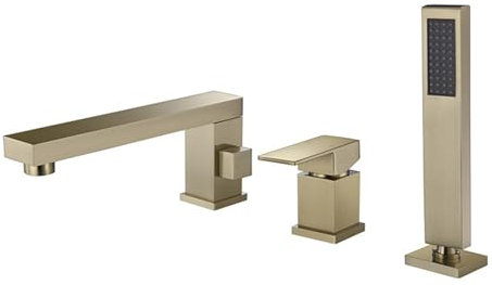 KFTLDYZL Badewannenarmatur mit Handbrause, Badewannenarmatur im Sitzstil, Badewannenarmatur aus Messing, Geteilte Badewannenarmatur für die Badewanne, 3-teiliges Set, Badewannenarmaturen zu