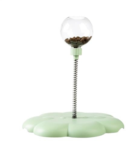 Cat Turntable Toy, Detachable Leaking Ball Toys with Spring Rod, Interactive Cat Toy Treat Dispenser, Funny Food Leak Balls for Indoor Cats (23 x 26cm)