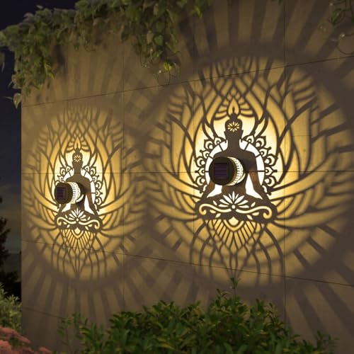 Lot de 4 lampes solaires en métal à énergie solaire pour clôture, terrasse, marchepied, clôture, jardin, décoration de jardin, cadeaux pour femme, maman, grand-mère