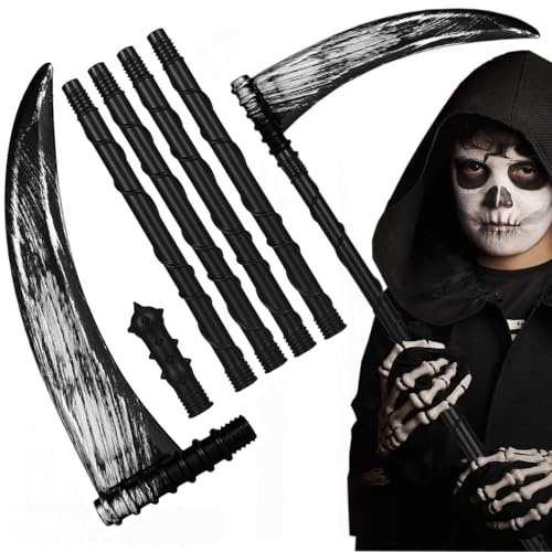 ZXYue Sense Halloween, Sensenmann Sichel Todessense Halloween WaffeSense Sensenmann,Kunststoff Sense Kostüm Kinder Erwachsene,Sensenmann Kostüm Zubehör für HalloweenParty Cosplay,Mottoparty,Karneval