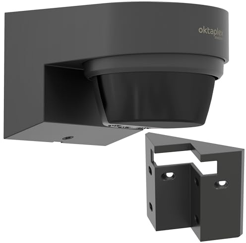 Oktaplex Eva Bewegungsmelder Aussen mit Eckwandhalterung anthrazit | 240° 12m Infrarot Bewegungssensor Aufputz IP65 Motion Sensor