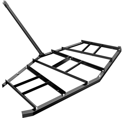 Schleppegge 217 x 106 cm für Rasentraktor, ATV & UTV, Wiesenegge zur Bodenbearbeitung, Bodennivellierung, Unkrautbekämpfung und Optimierung der Bodenqualität, Robuste Carbonstahl Konstruktion