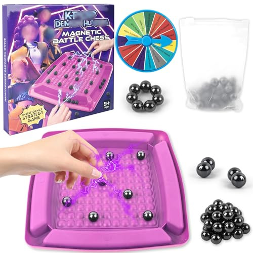 Magnetspiel, Magnetisches Schachspiel 32 Stück Kreis Schach Tragbares Magnetspiel Tischspiele, Magnet Schach für Familientreffen Reisen Party Spielzeug, Magnetic Spiele für Erwachsene Kinder