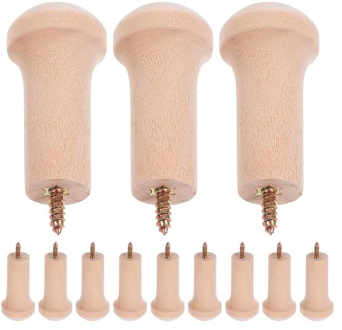RUNROTOO 12er Set Wooden Shaker Peg Hooks mit Minimalistisches Design für Wandmontage Zum Aufhängen von Mänteln & Handtüchern hinter Türen Holzmantelhaken für Kleine Räume
