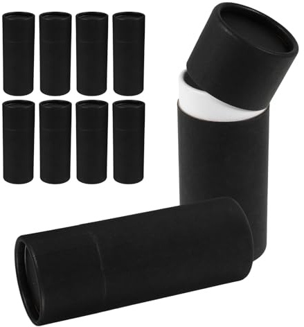 Hohopeti 10pcs Paper Canisters Black 30ml Thickened Storage Boxes for Essential Bottles with Lid, Simple Style Cylinder Boxes for Kitchen and Home