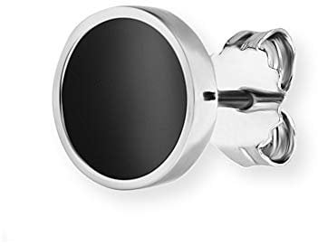 cai Herren Single-Ohrstecker 925/- Sterling Silber 0,9cm Glänzend Onyx weiß 0,200ct 132210511
