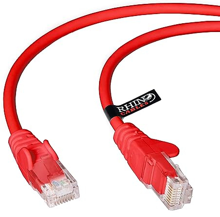 rhinocables CAT 5e High-Speed Ethernet Cable - Reliable LAN Network RJ45 Cable for Fast Internet & Data Transfer | Durable WiFi Broadband Cable for Gaming & Streaming, (2m, Red, Pack of 1)