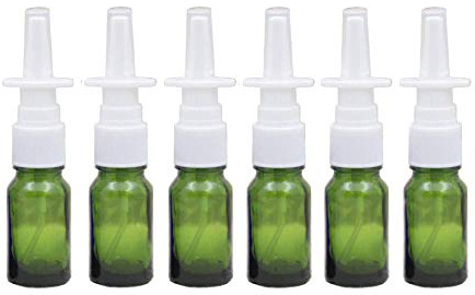 6Pcs 10ml/0.34oz Glass Nasal Spray Bottles - Portable Empty Refillable Fine Mist Sprayers Atomizers Cosmetic Makeup Perfume Storage Container Vials(Green)