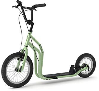 YEDOO City Tretroller - ab 140 cm Körperhöhe, bis 120 kg, mit Luftreifen 16/12 - Cityroller für Erwachsene und Kinder mit verstellbarem Lenker und Ständer, grün