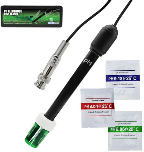 0-14 pH Elektroden-Sonde, pH-Meter mit austauschbarem BNC-Anschluss, 300 cm Kabelsensor für pH-Monitor-Controller-Tester-Meter-Kit-Set für Aquarium, Hydrokultur, Pflanzen, Pool, Spa