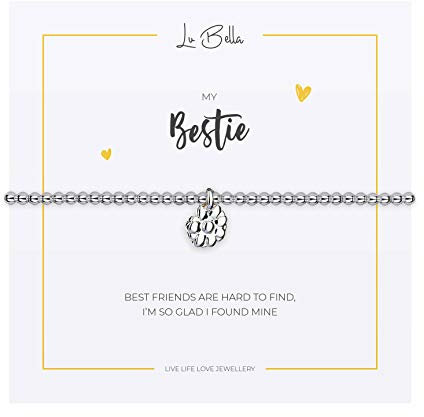 Lu Bella Daisy Flower Friendship Charm Bracelet - Womens Stackable Jewellery - Thoughtful Best Friend Bracelet - Adjustable Stretchy Silver String Present Jewellery with Charm and Gift Bag